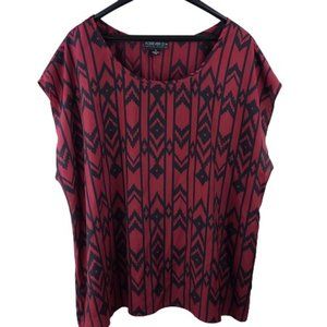 Forever 21 2x Red Aztec Print Sleeveless Blouse